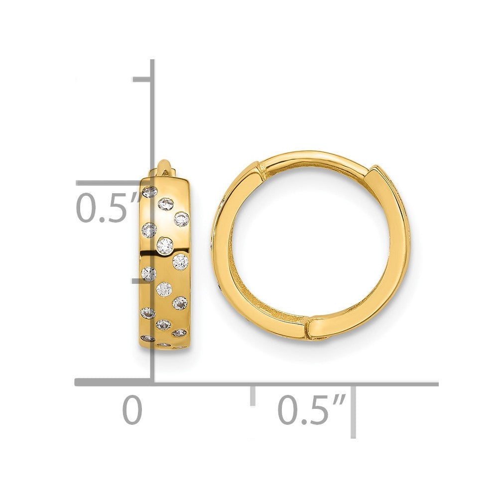 14K Gelbgold Poliert Zirkonia Klappbar Creolen