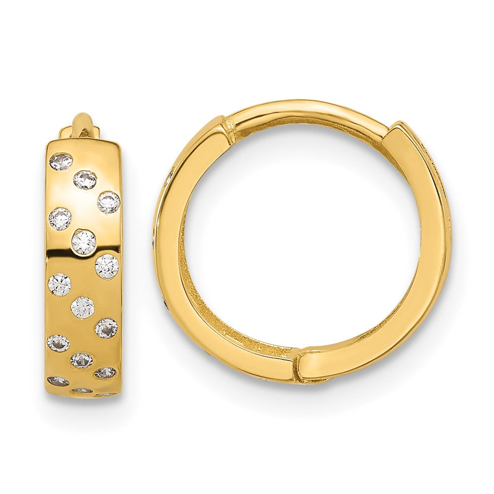 14K Gelbgold Poliert Zirkonia Klappbar Creolen