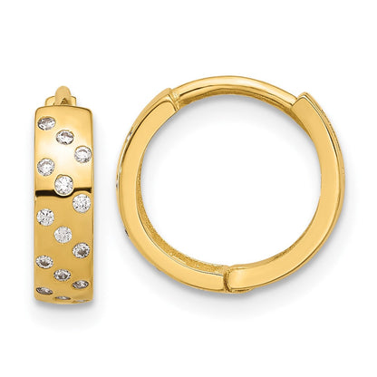 14K Gelbgold Poliert Zirkonia Klappbar Creolen