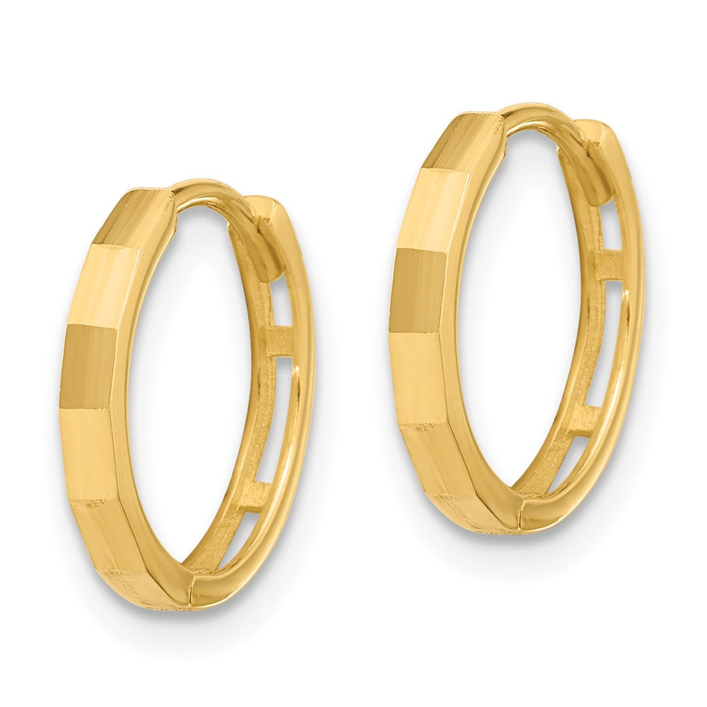 14K Gelbgold Poliert und Diamantiert Klappbar Creolen
