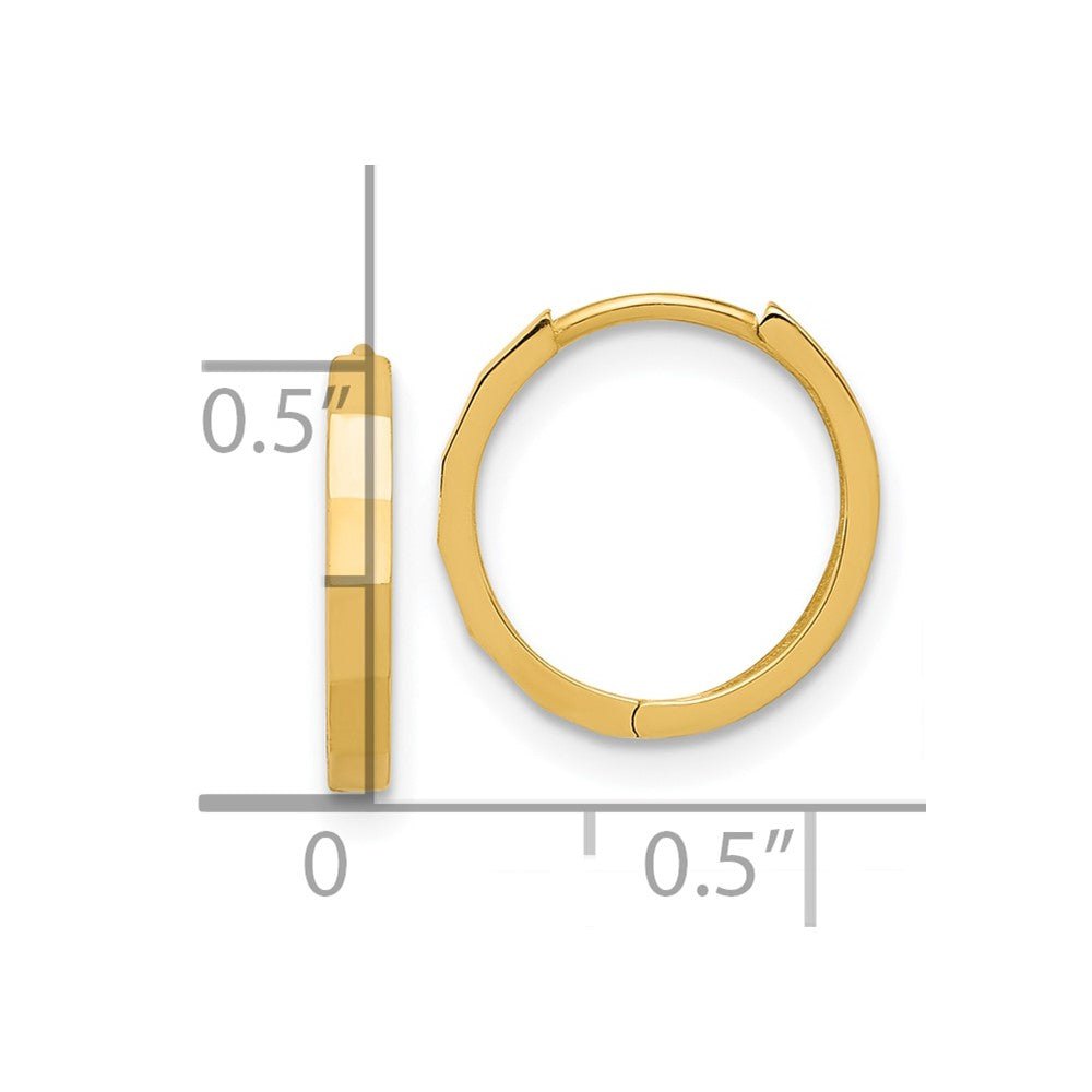 14K Gelbgold Poliert und Diamantiert Klappbar Creolen