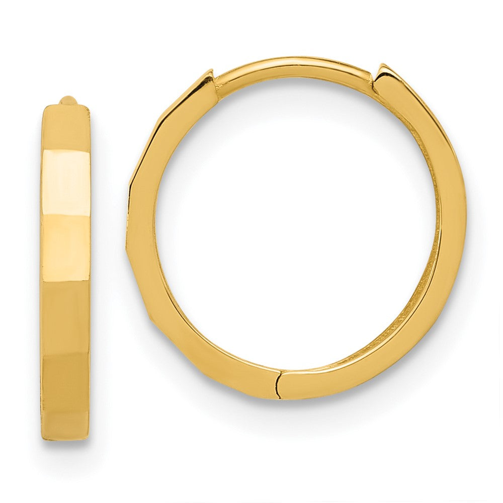 14K Gelbgold Poliert und Diamantiert Klappbar Creolen