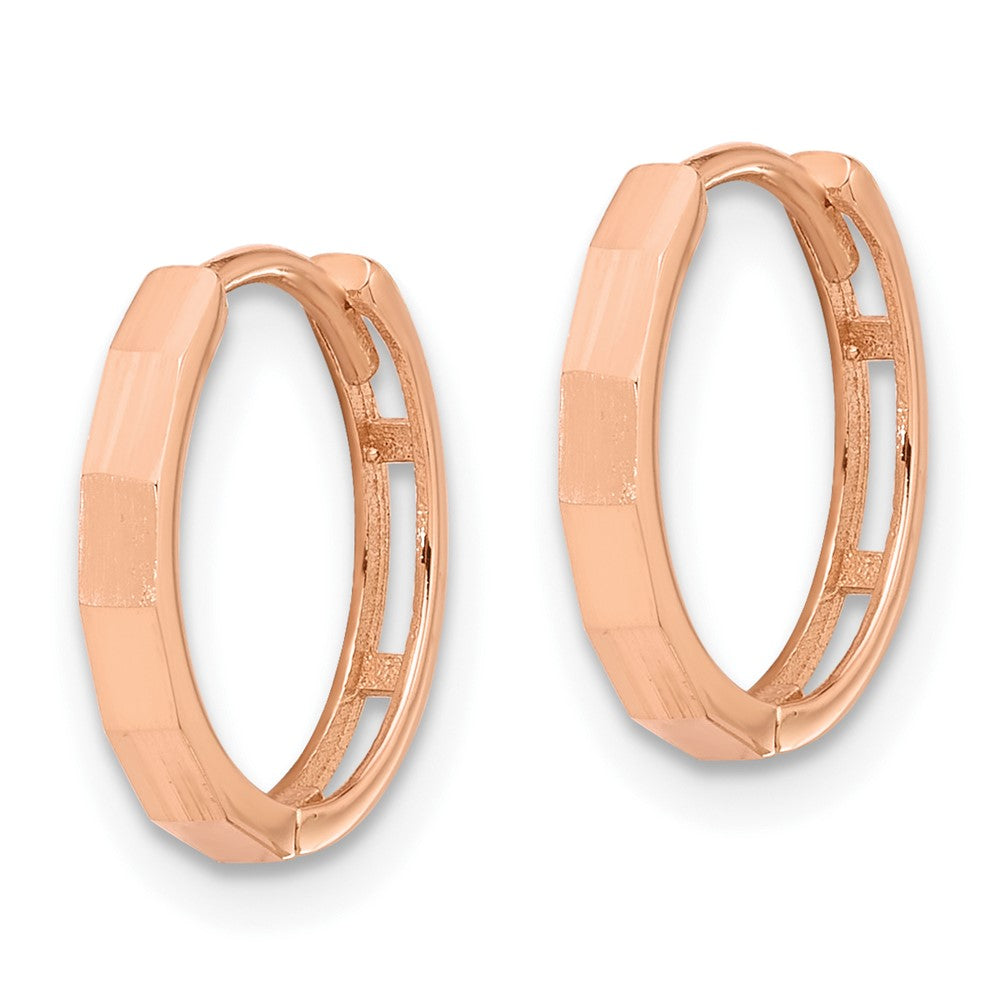 14K Roségold Poliert und Diamantiert Klappbar Creolen