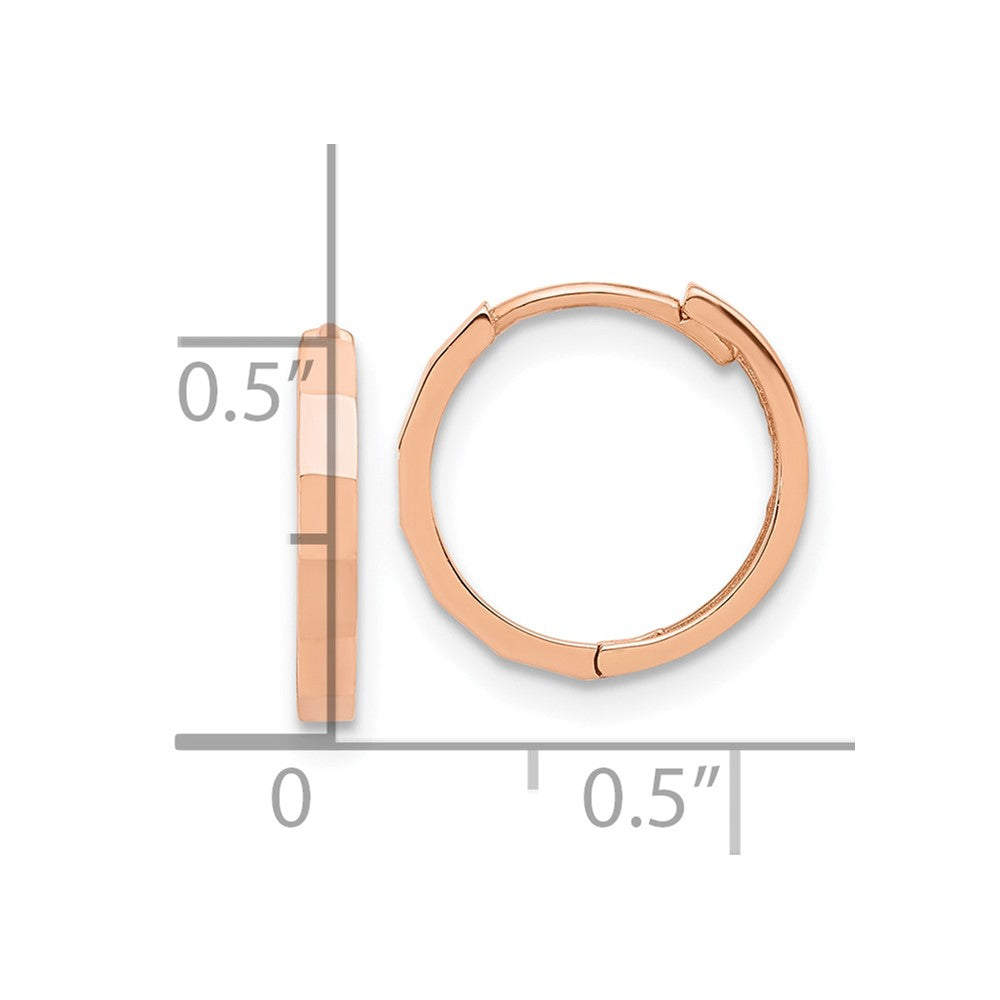 14K Roségold Poliert und Diamantiert Klappbar Creolen