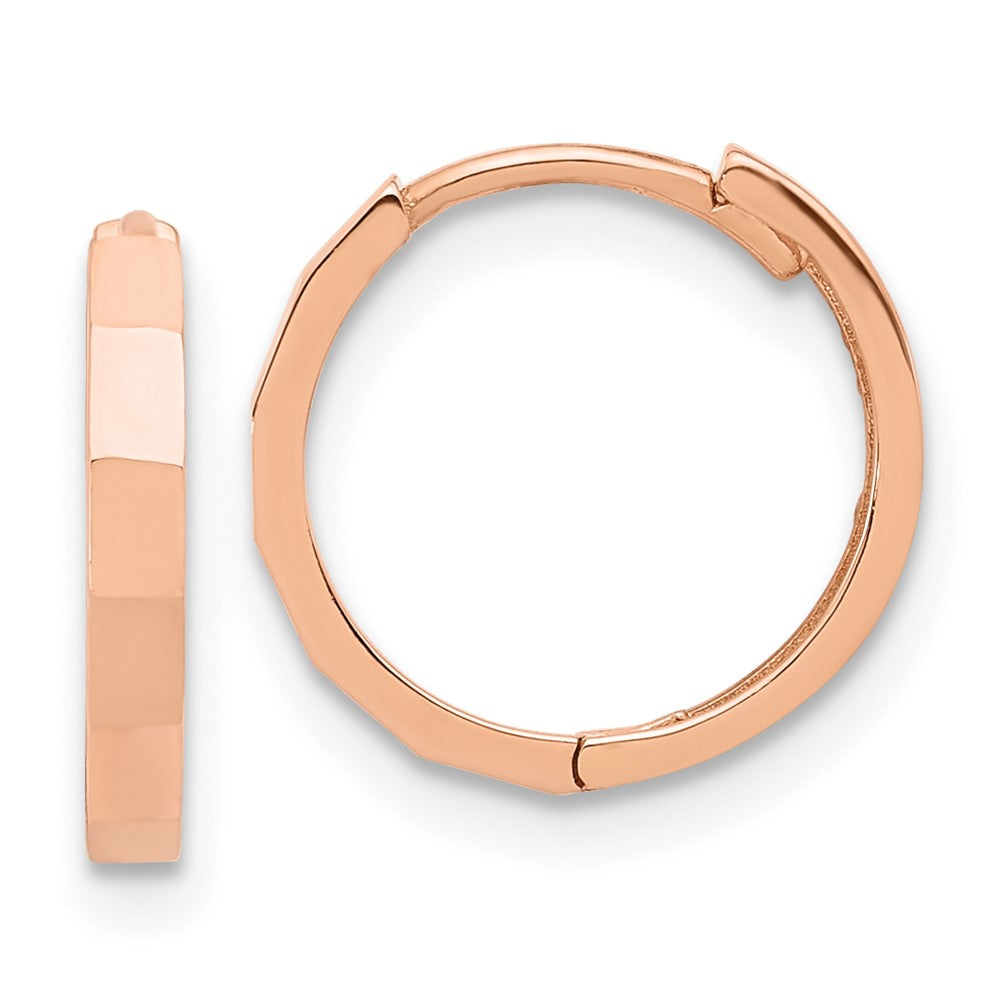 14K Roségold Poliert und Diamantiert Klappbar Creolen