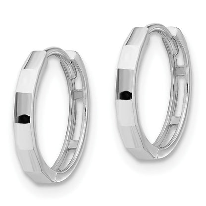 14K Weißgold Poliert und Diamantiert Klappbar Creolen