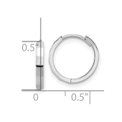 14K Weißgold Poliert und Diamantiert Klappbar Creolen