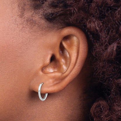 14K Weißgold Poliert Klappbar Creolen