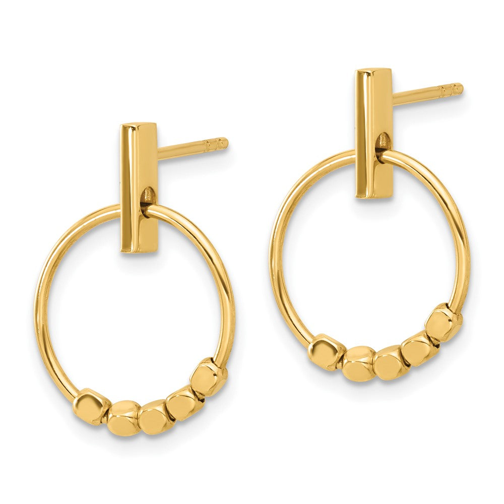 14K Gelbgold Poliert Kreis Hängend Ohrstecker