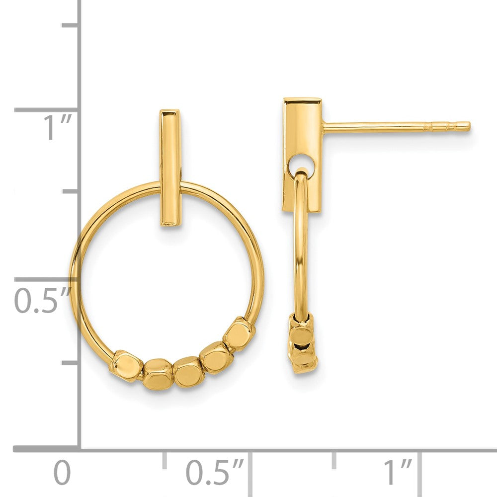 14K Gelbgold Poliert Kreis Hängend Ohrstecker