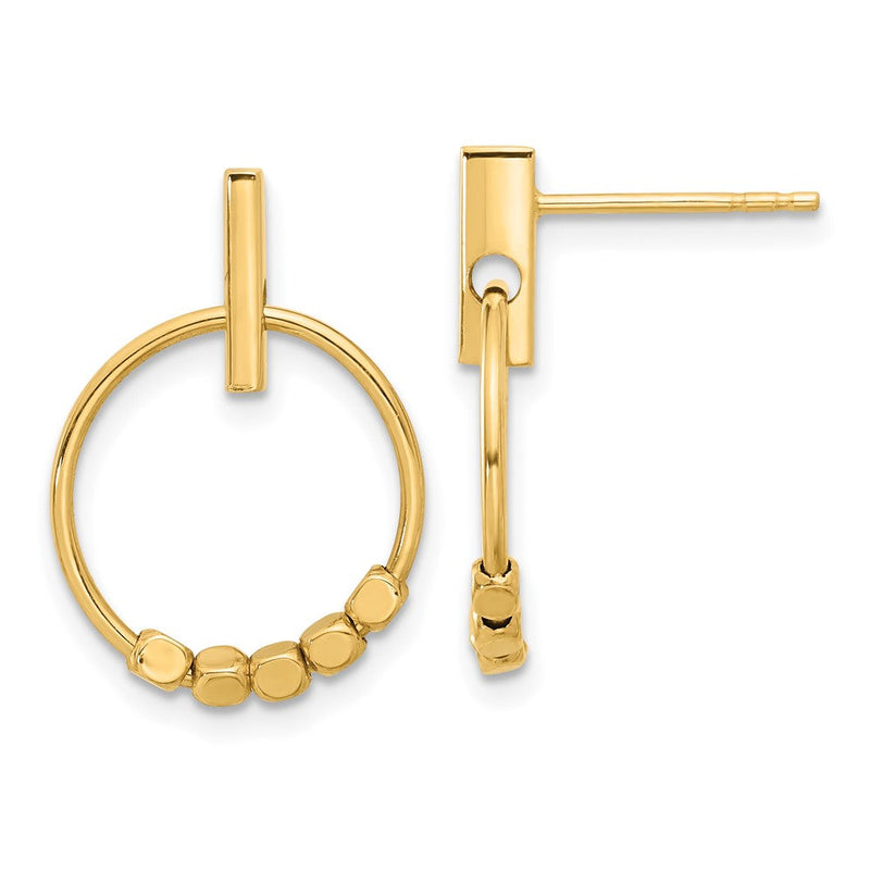 14K Gelbgold Poliert Kreis Hängend Ohrstecker