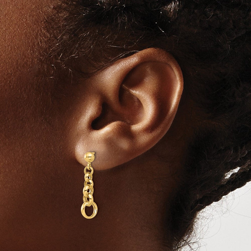14K Gelbgold Poliert Kreis Glieder Ohrstecker