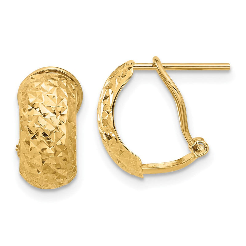 14K Gelbgold Poliert und Diamantiert Omega Rückseite Ohrringe