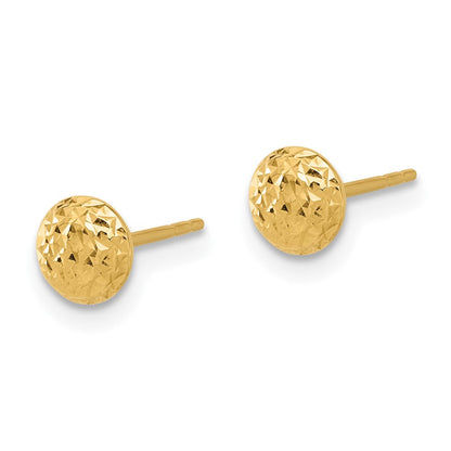 14K Gelbgold Poliert und Diamantiert 5.5mm Knopf Ohrstecker