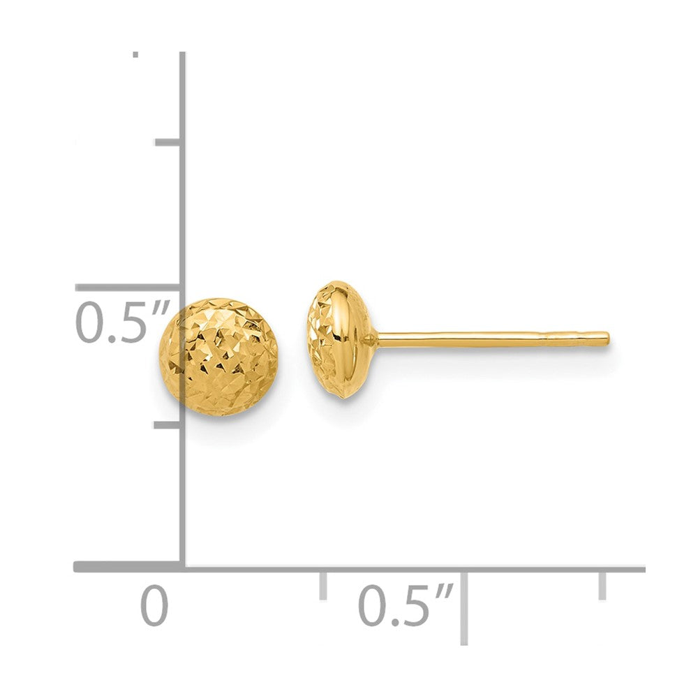 14K Gelbgold Poliert und Diamantiert 5.5mm Knopf Ohrstecker