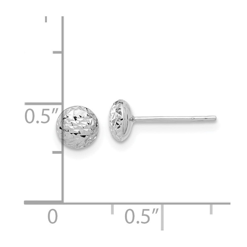 14K Weißgold Poliert und Diamantiert 5.5mm Knopf Ohrstecker