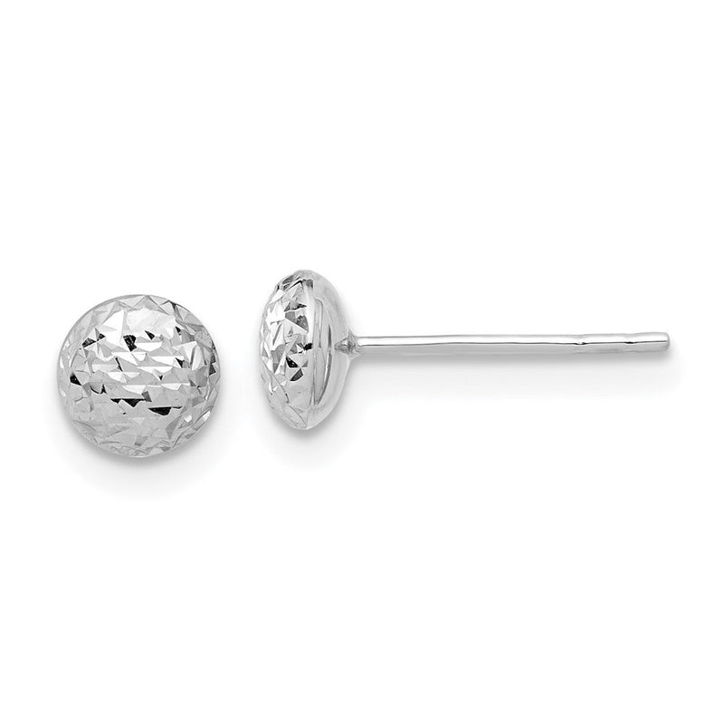 14K Weißgold Poliert und Diamantiert 5.5mm Knopf Ohrstecker
