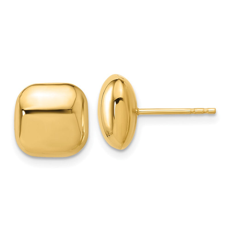 14K Gelbgold Poliert 10mm Gewölbt Quadratisch Ohrstecker