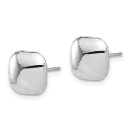 14K Weißgold Poliert 10mm Gewölbt Quadratisch Ohrstecker