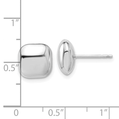 14K Weißgold Poliert 10mm Gewölbt Quadratisch Ohrstecker