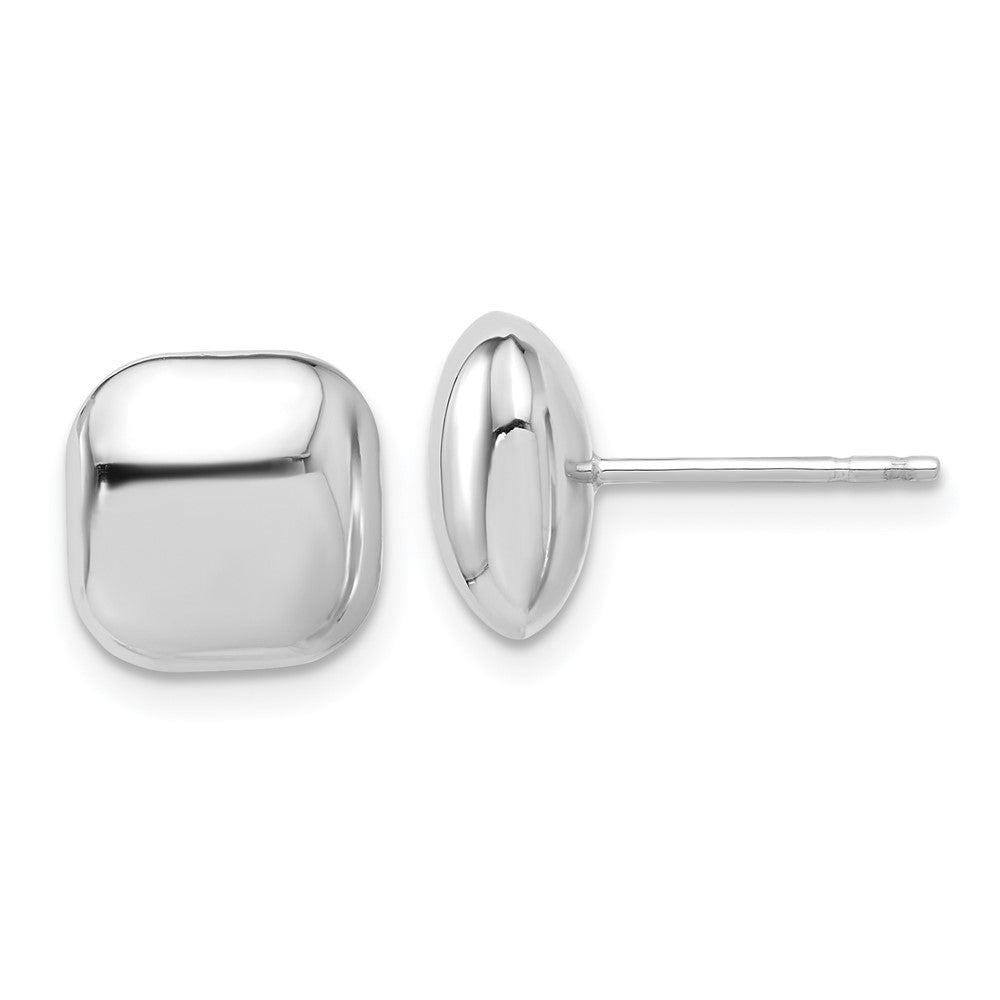 14K Weißgold Poliert 10mm Gewölbt Quadratisch Ohrstecker