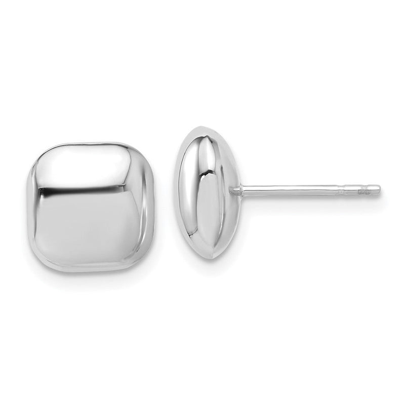 14K Weißgold Poliert 10mm Gewölbt Quadratisch Ohrstecker