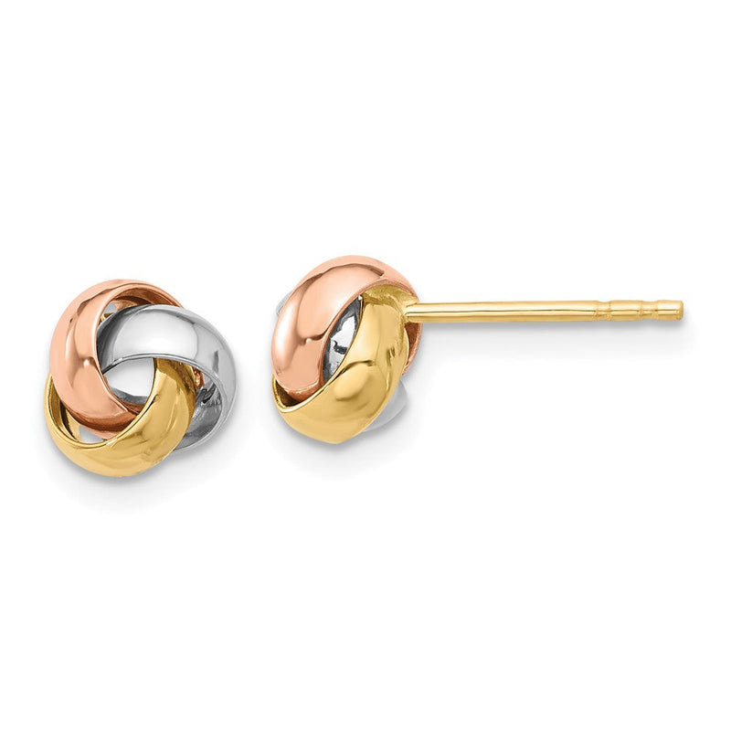 14K Poliert Tricolor Liebe Knoten Ohrstecker