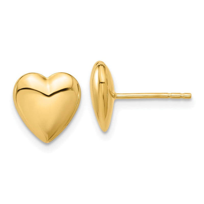 14K Gelbgold Poliert Gewölbt Herz Ohrstecker