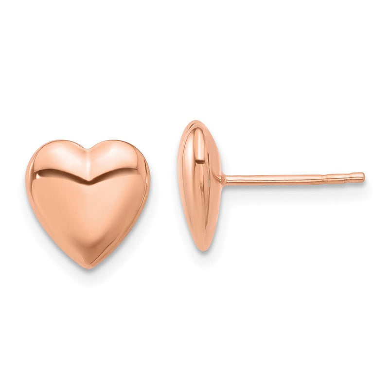 14K Roségold Poliert Gewölbt Herz Ohrstecker