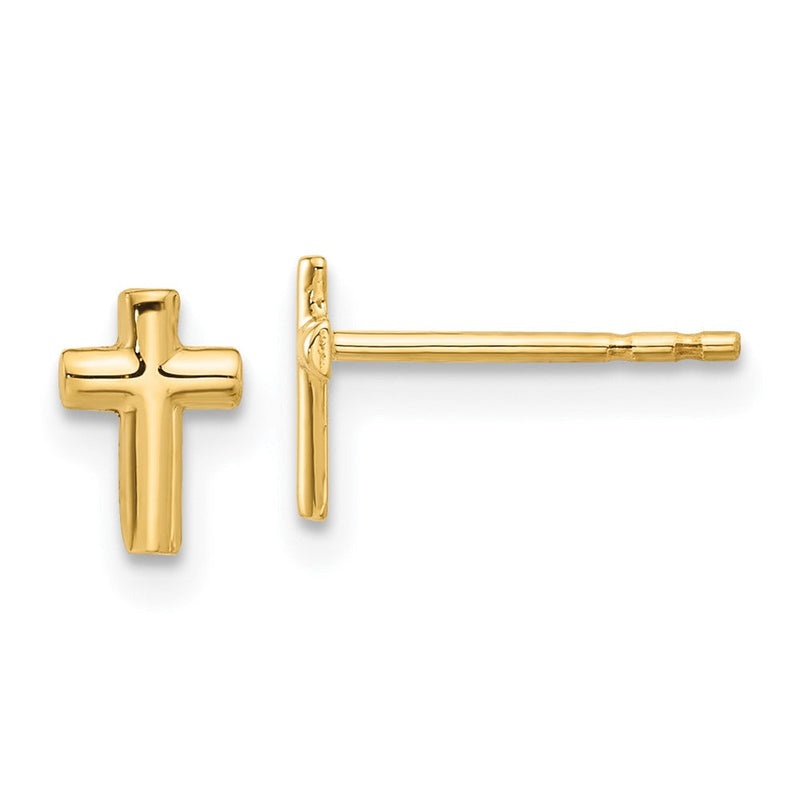 14K Gelbgold Poliert Kreuz Ohrstecker