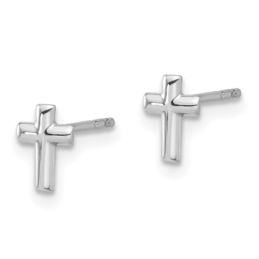 14K Weißgold Poliert Kreuz Ohrstecker