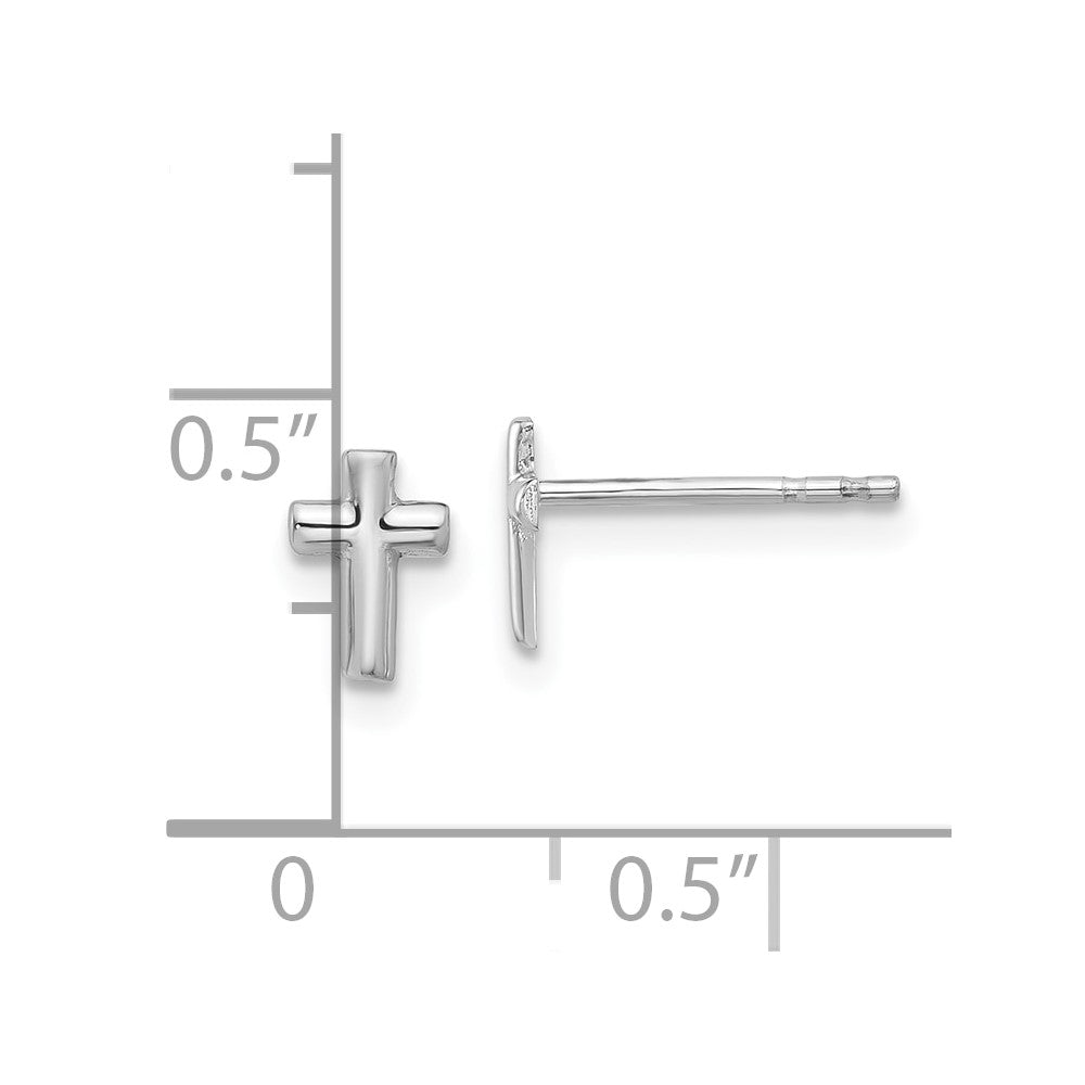 14K Weißgold Poliert Kreuz Ohrstecker