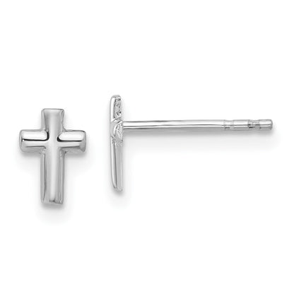 14K Weißgold Poliert Kreuz Ohrstecker