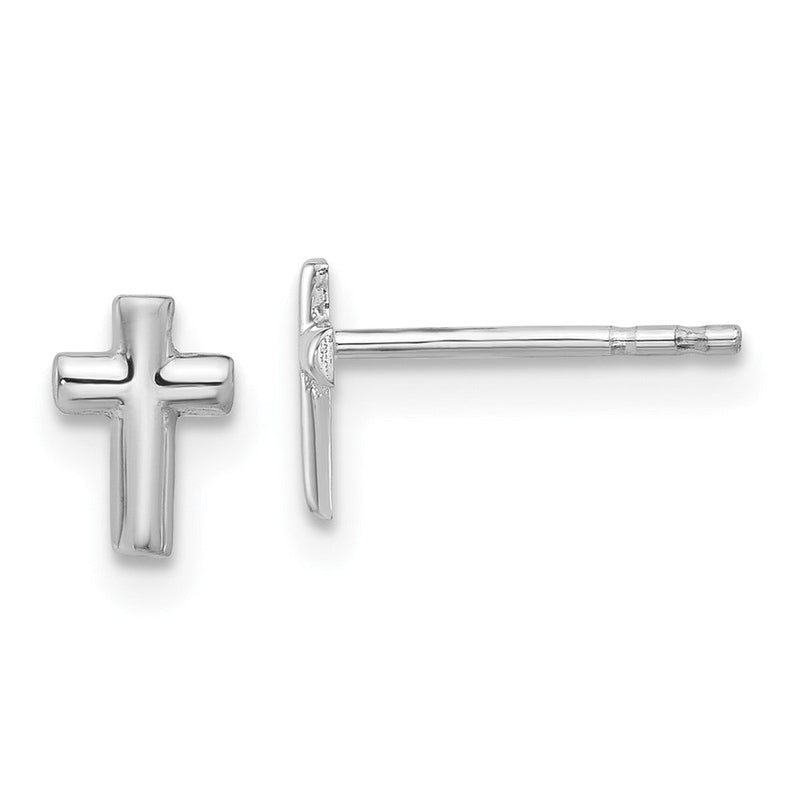 14K Weißgold Poliert Kreuz Ohrstecker