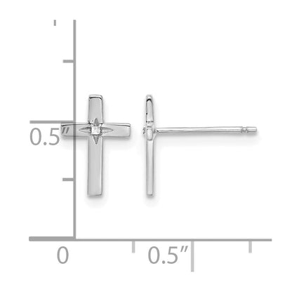 14K Weißgold Kreuz Ohrstecker