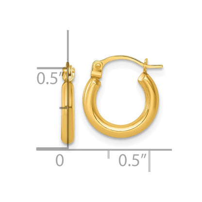 14K Gelbgold Poliert 2mm Creolen