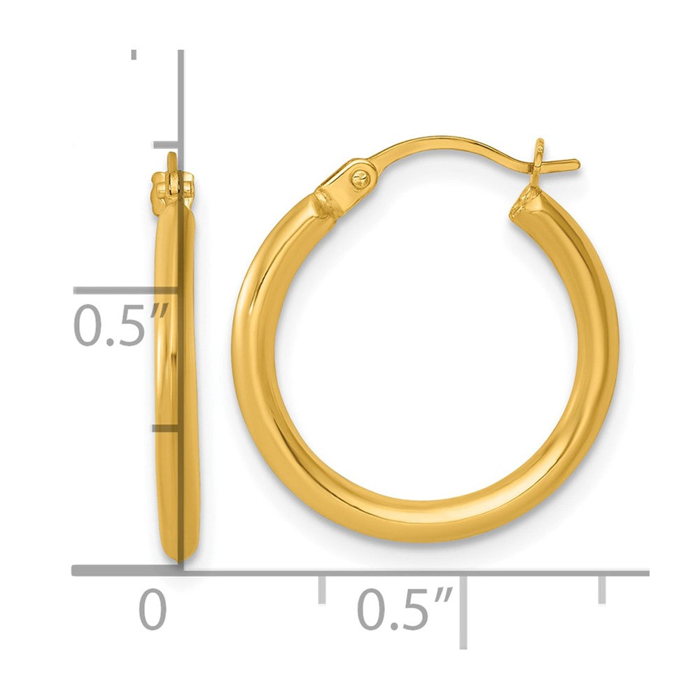 14K Gelbgold Poliert 2mm Creolen