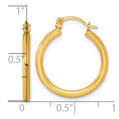 14K Gelbgold Poliert 2mm Creolen