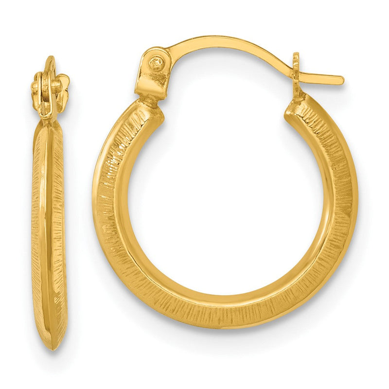 14K Gelbgold Poliert und Strukturiert 1.75mm Creolen
