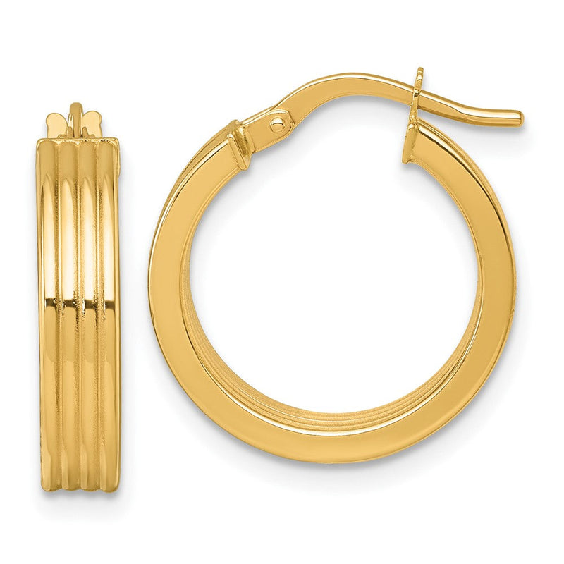14K Gelbgold Poliert Gerillt Creolen