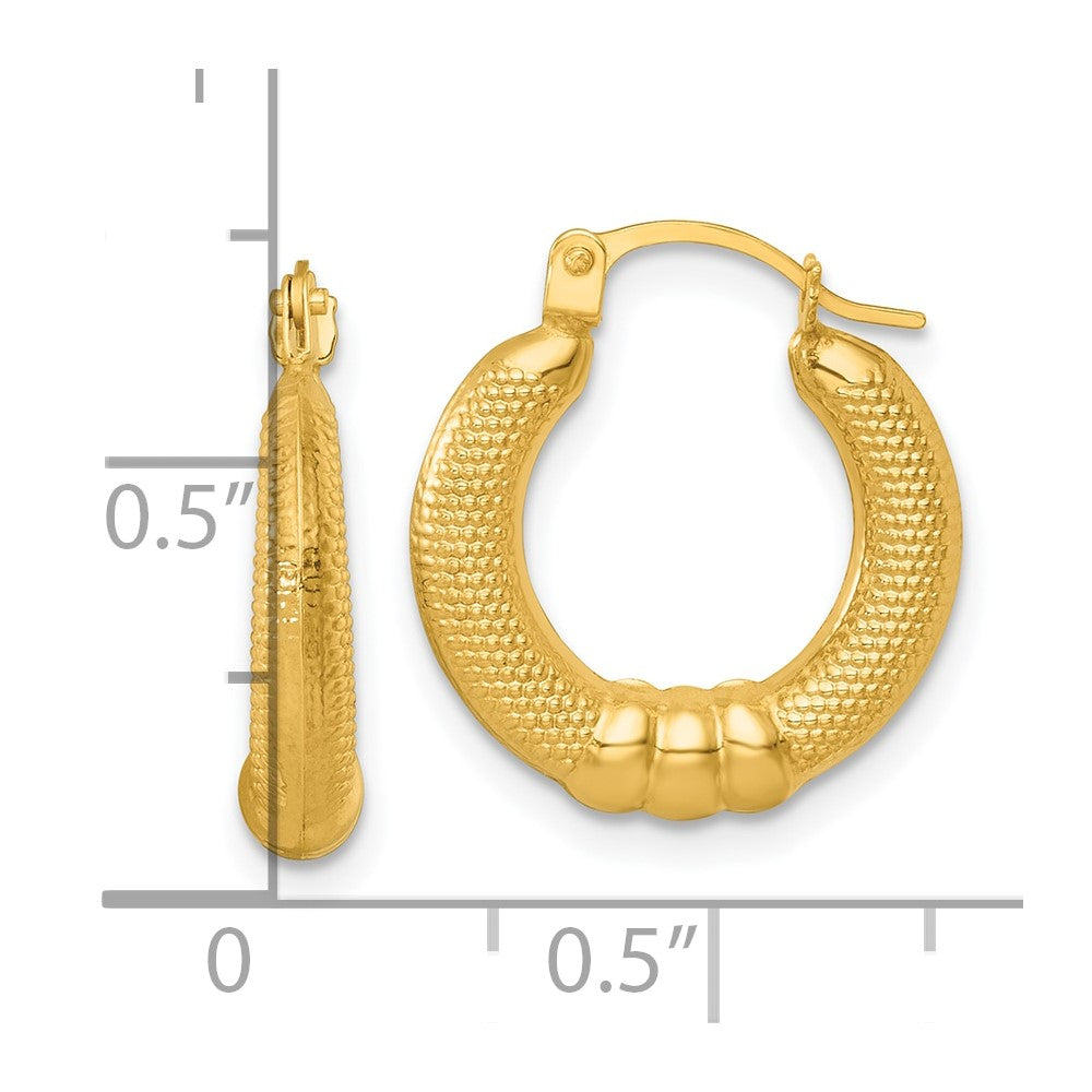 14K Gelbgold Poliert und Strukturiert Creolen