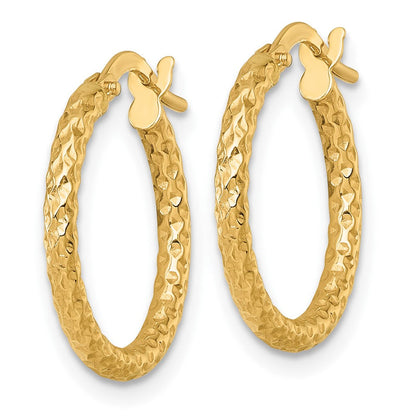 14K Gelbgold Poliert Diamantiert Creolen