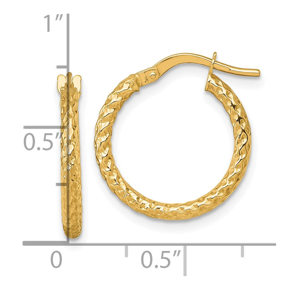 14K Gelbgold Poliert Diamantiert Creolen