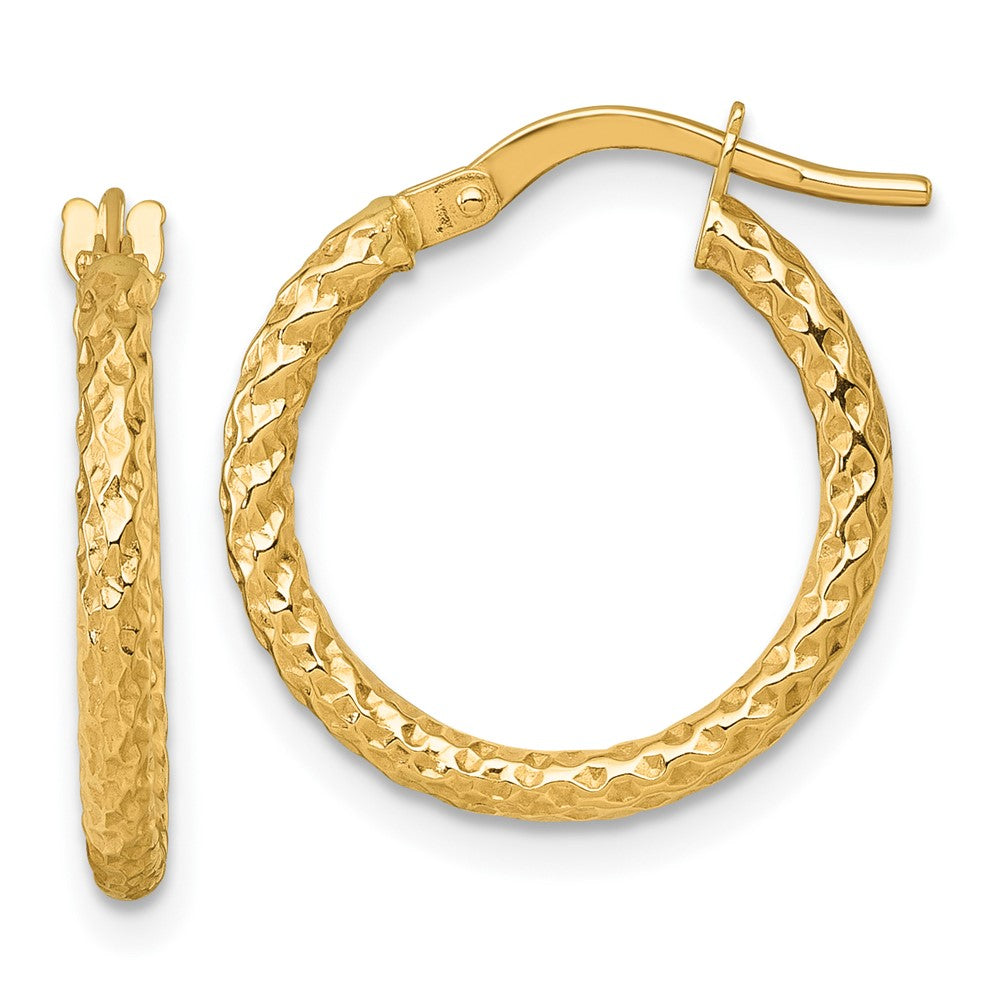 14K Gelbgold Poliert Diamantiert Creolen