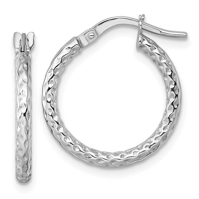 14K Weißgold Poliert Diamantiert Creolen