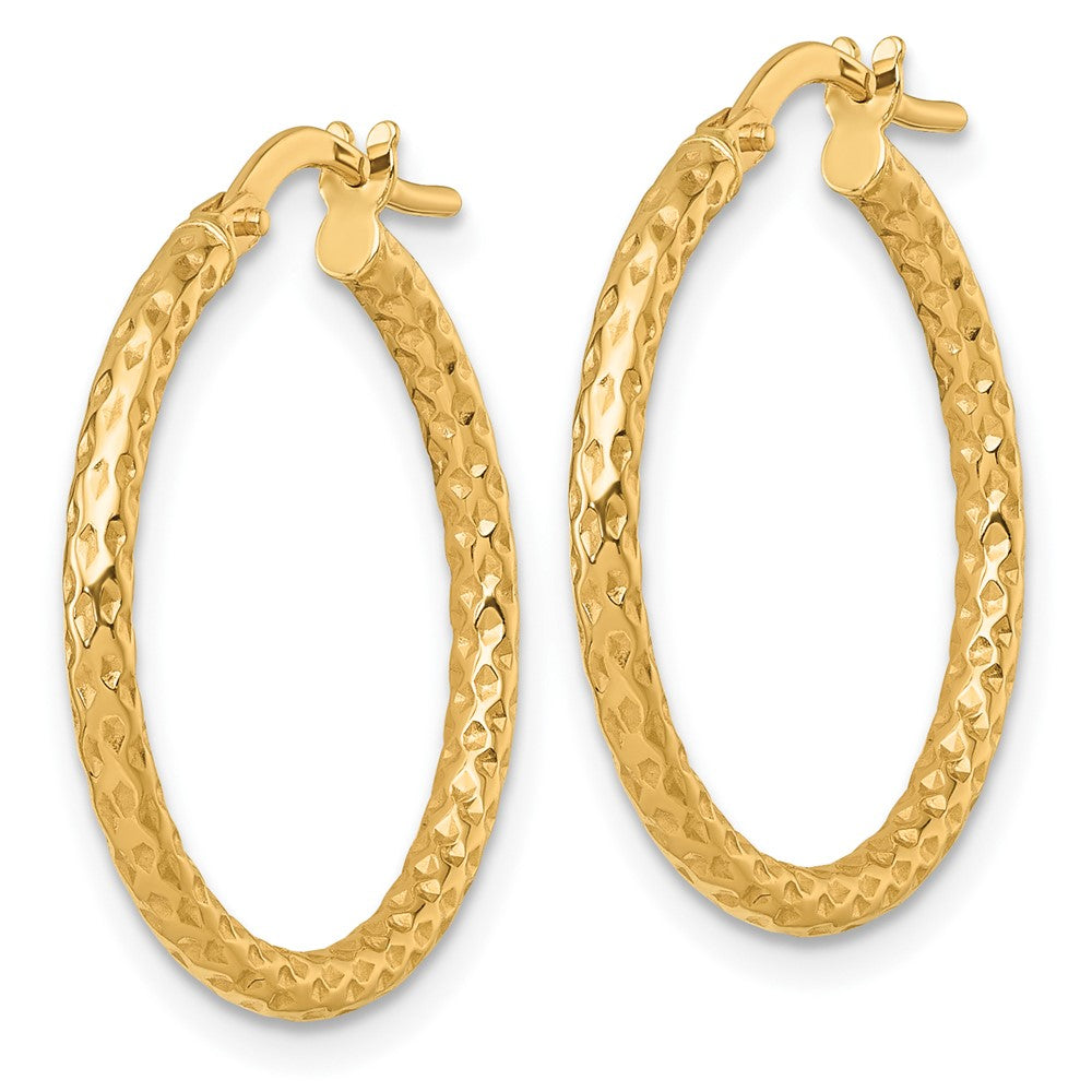 14K Gelbgold Poliert Diamantiert Creolen