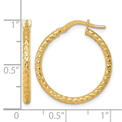 14K Gelbgold Poliert Diamantiert Creolen