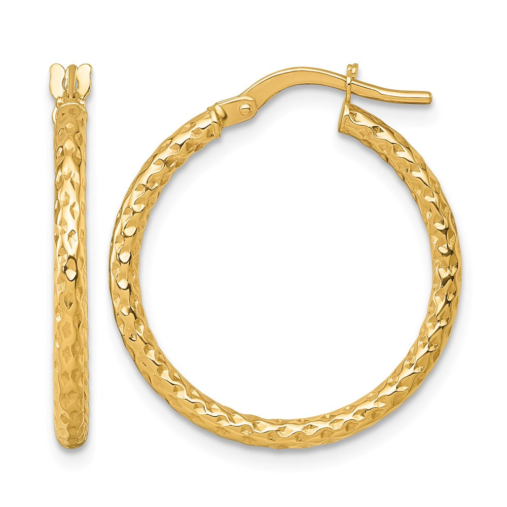 14K Gelbgold Poliert Diamantiert Creolen