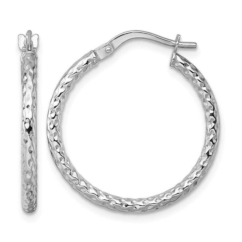 14K Weißgold Poliert Diamantiert Creolen