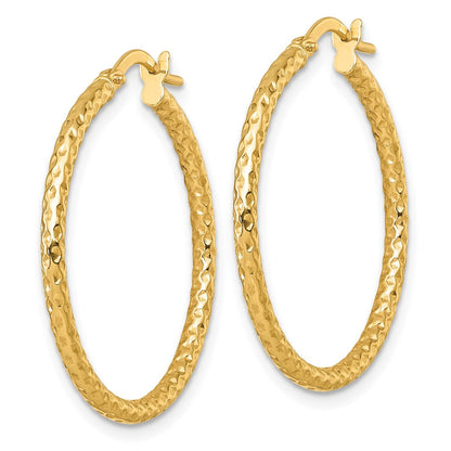 14K Gelbgold Poliert Diamantiert Creolen